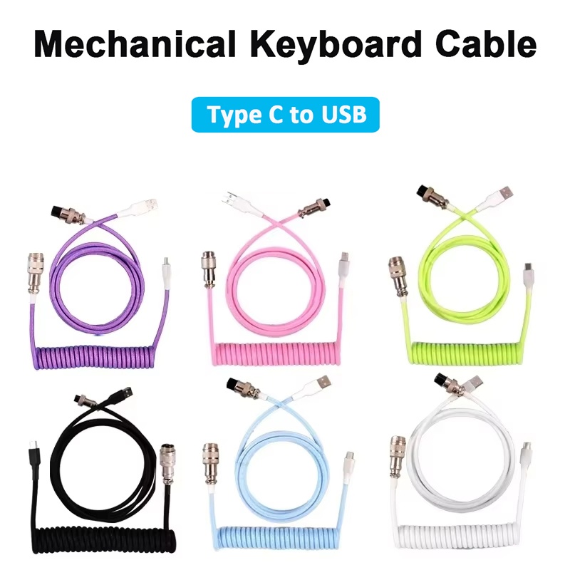 Gaming Keyboard Types - สายเคเบิลแบบขดสำหรับคีย์บอร์ดแบบกลไก สายเคเบิล Aviator Type-C เป็น USB