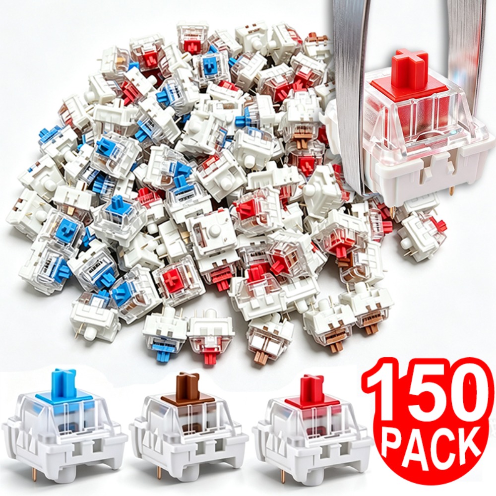 Gaming Keyboard Blue Switches - 1-150 ชิ้น 3 พิน DIY สวิตช์คีย์บอร์ดแบบกลไกสีฟ้าสีแดงสีน้ำตาลเปลี่ยนคีย์บอร์ดคลิกเกอร์คีย์สำหรับคีย์บอร์ดเกม