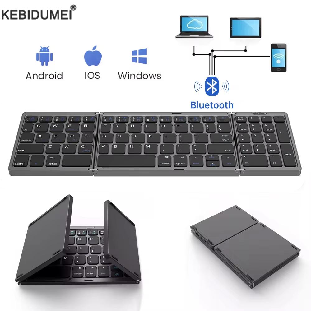 Gaming Keyboard Budget - คีย์บอร์ดไร้สายบลูทูธแบบพับได้ คีย์บอร์ดพับแบบชาร์จไฟได้สําหรับ IPAD Mobile แท็บเล็ตโน้ตบุ๊ค Office