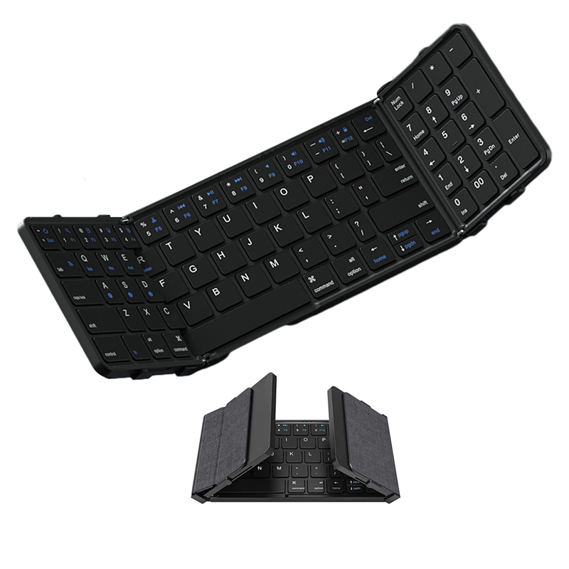 Gaming Keyboard Budget - คีย์บอร์ด Bluetooth แบบพับได้พร้อมแป้นพิมพ์ตัวเลข คีย์บอร์ดพับไร้สายขนาดเต็ม คีย์บอร์ดแบบพกพาแบบชาร์จไฟได้