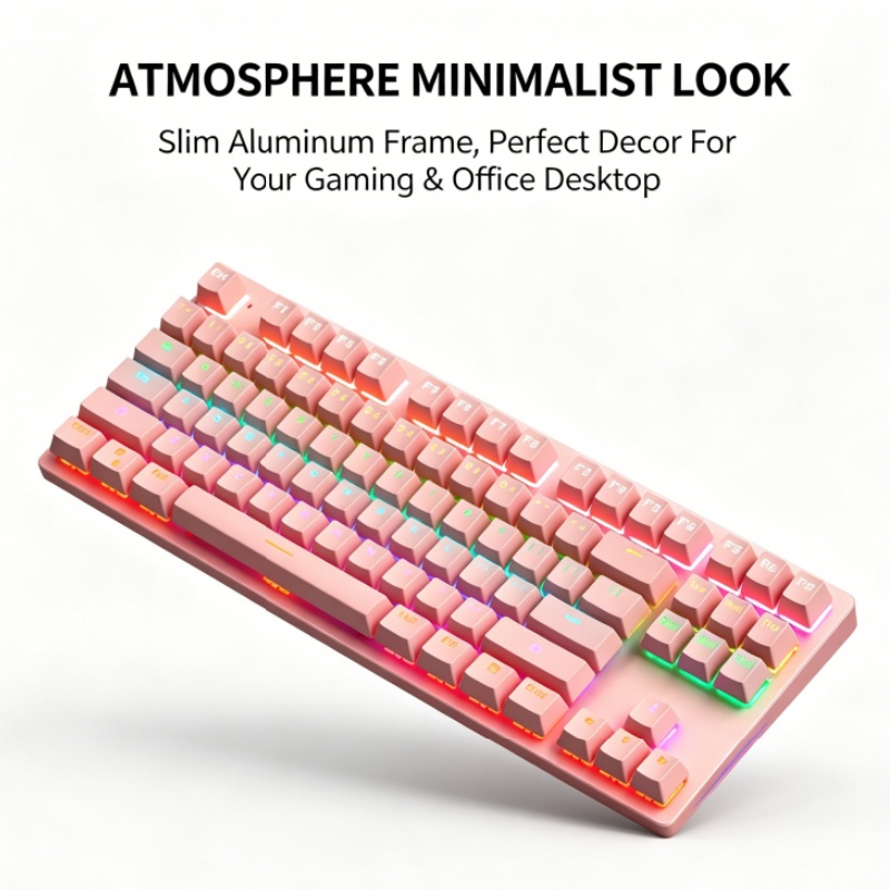 Gaming Keyboard K300 - BAJEAL K300 คีย์บอร์ดแบบมีสาย 87 คีย์ พร้อมสวิตช์สีน้ำเงิน