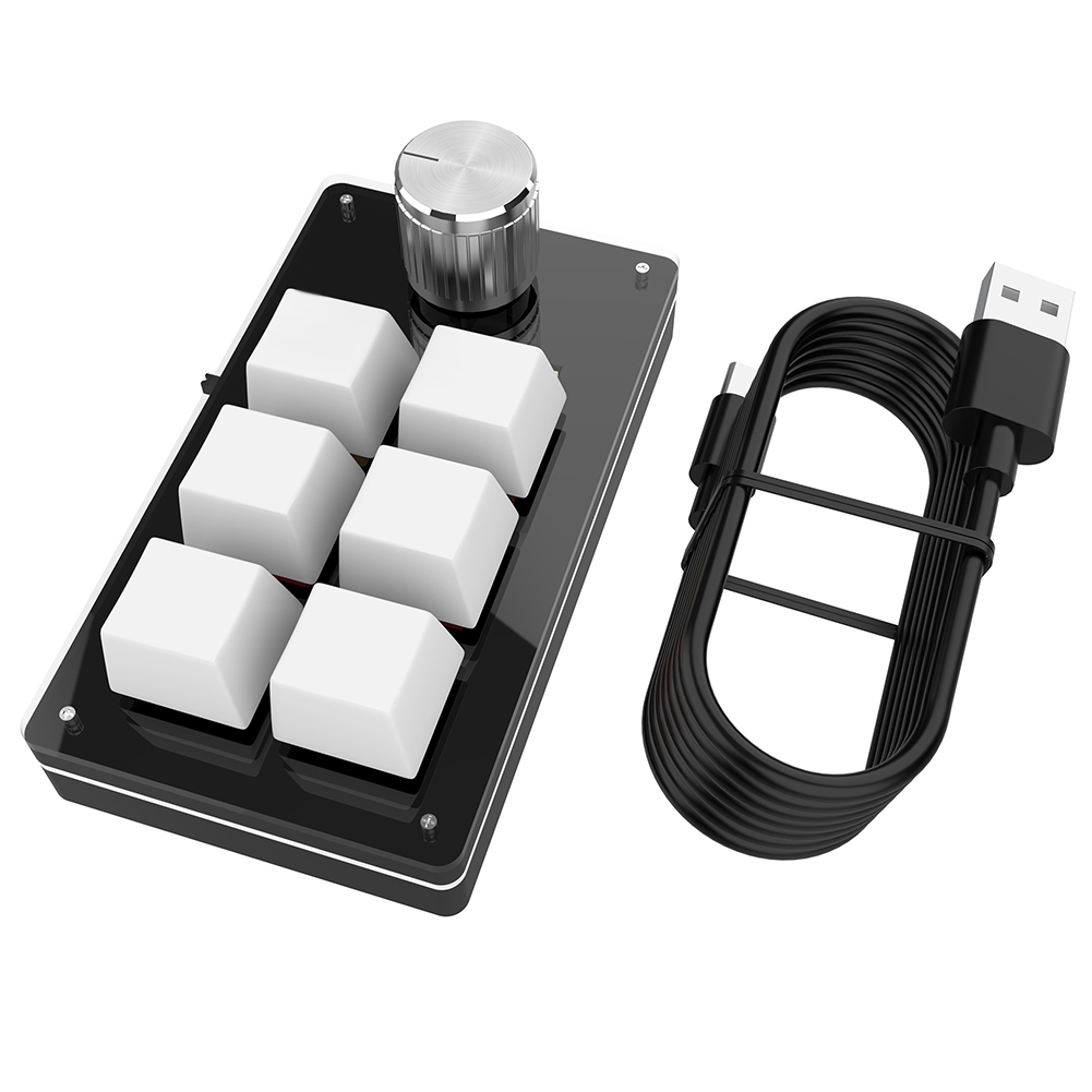 Gaming Keyboard 1 Hand - คีย์บอร์ดเกมมิ่งแบบกลไก 6 ปุ่ม 1 ลูกบิด ใช้งานมือเดียว