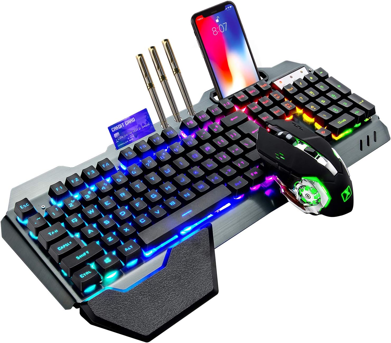 Gaming Keyboard Mechanical Wireless - K680 คีย์บอร์ดเกมไร้สายและเมาส์ Combo,Rainbow LED Backlit คีย์บอร์ดแบบชาร์จไฟได้