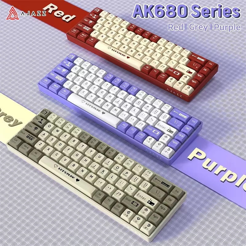 Gaming Keyboard Mini Mechanical - คีย์บอร์ดเกมมิ่งแบบมีสาย AJAZZ AK680 65% คีย์บอร์ดแบบถอดเปลี่ยนสวิตช์ได้ คีย์แคปแบบกำหนดเอง