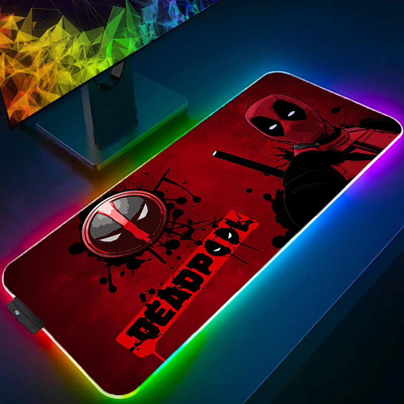 Gaming Keyboard Affordable - แผ่นรองเมาส์ LED สำหรับเล่นเกม พร้อมไฟแบ็คไลท์ ขอบล็อค ลายอนิเมะ