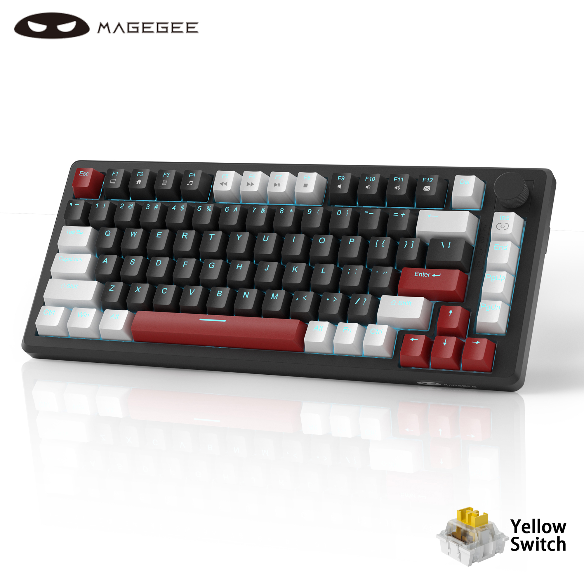Keyboard Gaming Blue Switch - MageGee คีย์บอร์ดเกมกล 75% พร้อมปุ่มควบคุม, คีย์บอร์ดเล่นเกมแบบมีสาย Backlit