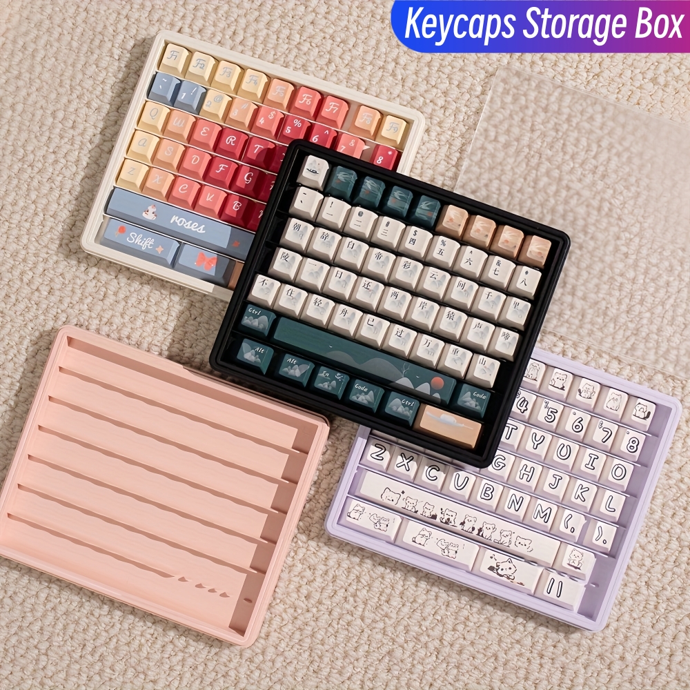 Mechanical Switch Tester - กล่องเก็บคีย์แคปสีดำขาวสำหรับคีย์บอร์ด กล่องเก็บคีย์แคปแบบใส มองเห็นได้ชัดเจน ที่จัดระเบียบคีย์แคป ป้องกันฝุ่นและแรงกระแทก
