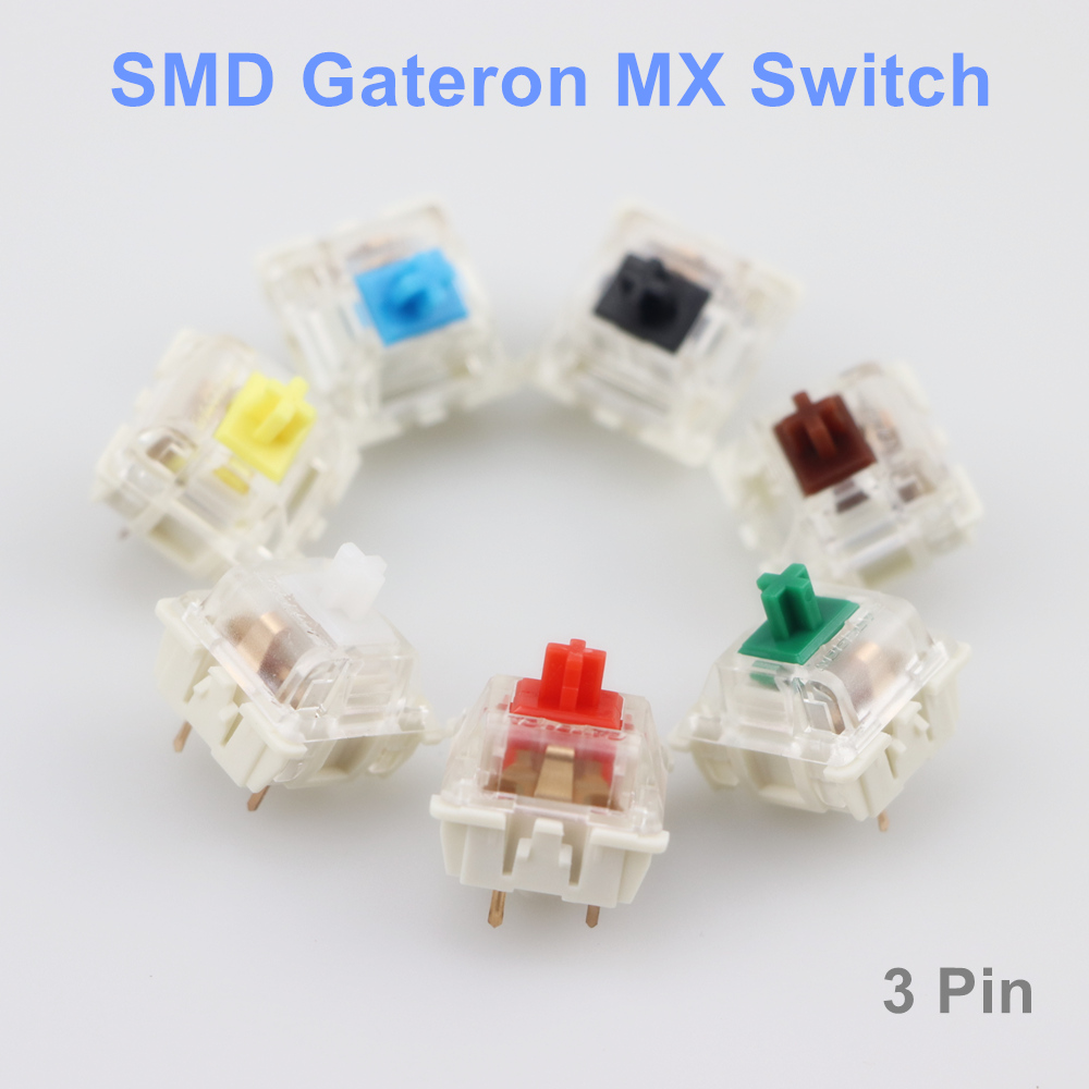 Keyboard Gaming Blue Switch - Gateron SMD สวิทช์สีดำสีแดงสีน้ำตาลสีฟ้าสีเขียวใสสีเหลือง3Pins สวิตช์ Gateron สำหรับแป้นพิมพ์