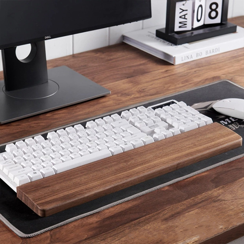 Wrist Rest Wood - 30/36/44 ซม.วอลนัทคีย์บอร์ด REST เบาะสํานักงานคีย์บอร์ดคีย์บอร์ดมือสนับสนุนสายรัดข้อมือ ERGONOMIC