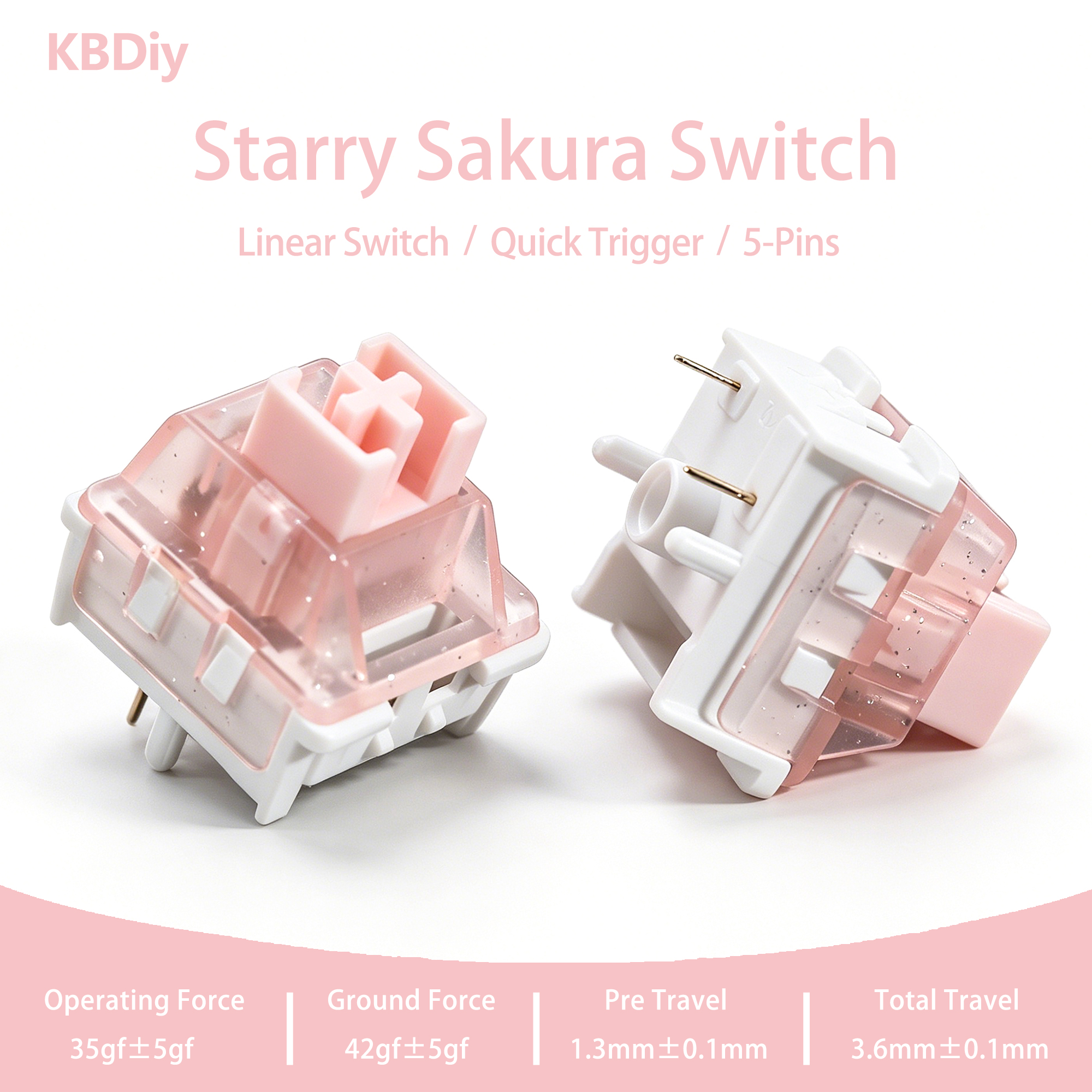 Gaming Keyboard Ergo - สวิตช์ KBDiy Starry Sakura 35gf 5-Pin