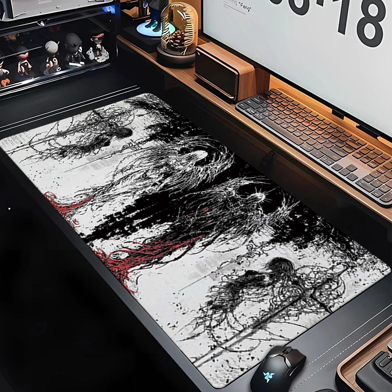 Keyboard Gaming Black - ดีไซน์ศิลปะดาร์คแองเจิลแผ่นรองเมาส์ยางกันลื่นขนาดใหญ่ XXL สัญลักษณ์โกธิคสีดำอุปกรณ์เสริมสำหรับเล่นเกมคอมพิวเตอร์แผ่นรองคีย์บอร์ด