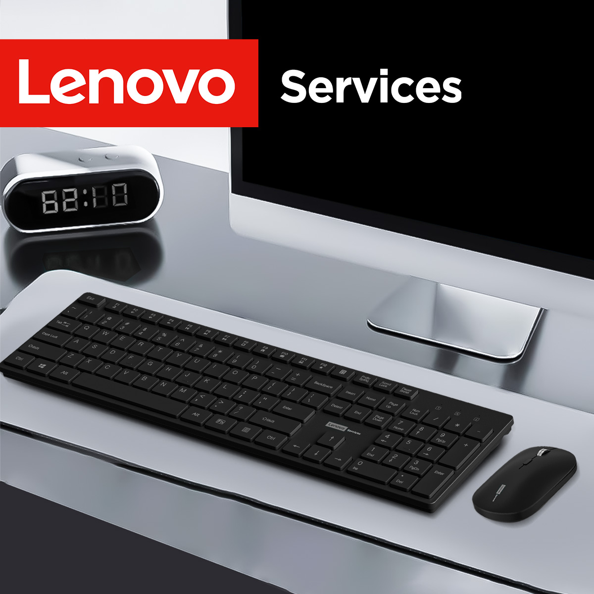 Gaming Keyboard Mouse Wireless - เลอโนโว KN220 คอมโบคีย์บอร์ดไร้สาย 2.4G แบบเงียบ ทนทาน
