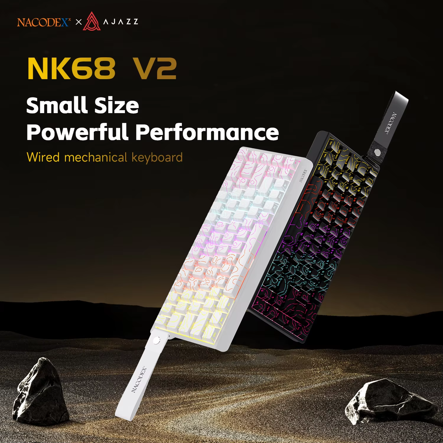 Gaming Keyboard Blue Switches - AJAZZ NK68V2 คีย์บอร์ดแบบมีสายโหมดเดียวคีย์บอร์ดสำหรับเล่นเกมแบบพกพา RGB คีย์บอร์ดแบบกลไกน้ำหนักเบาแบบถอดเปลี่ยนได้
