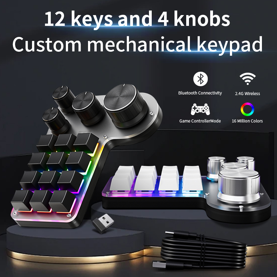 Gaming Keyboard 1 Hand - 3 โหมด 12 คีย์คีย์บอร์ด 4 ปุ่มการเขียนโปรแกรมที่กําหนดเอง