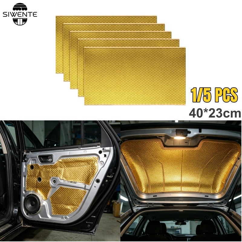 Foam Dampener Sheet - แผ่นยางบิวทิลกันเสียงสำหรับรถยนต์ แผ่นกันเสียงแบบมีฟอยล์สีทอง ป้องกันเสียงรบกวนและลดแรงสั่นสะเทือน สำหรับประตูและท้ายรถ