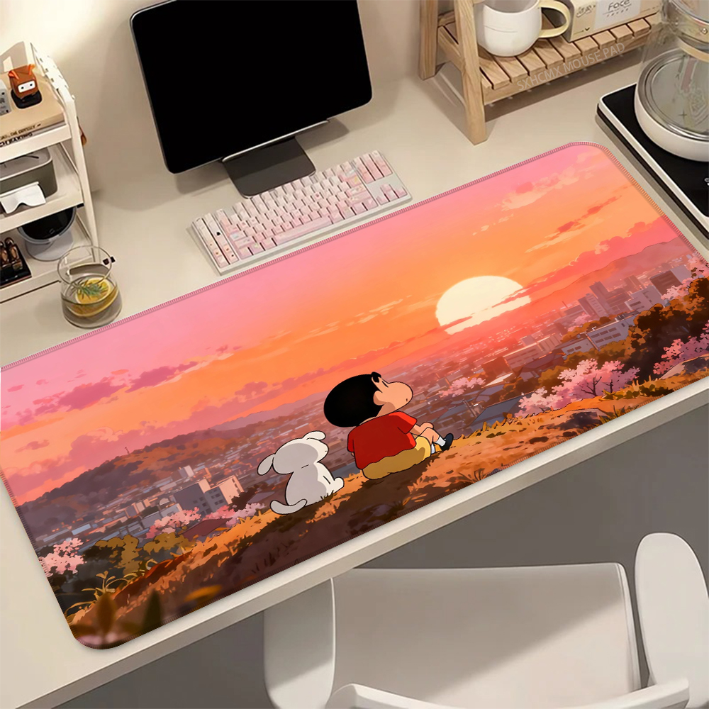 Gaming Keyboard Affordable - อะนิเมะการ์ตูนแผ่นรองเมาส์ C-Crayon Shin-chans แผ่นรองเมาส์อุปกรณ์ต่อพ่วงคอมพิวเตอร์ HD นักเล่นเกมล็อคขอบกันลื่นคีย์บอร์ดแผ่นรองเม้าส์พีซี