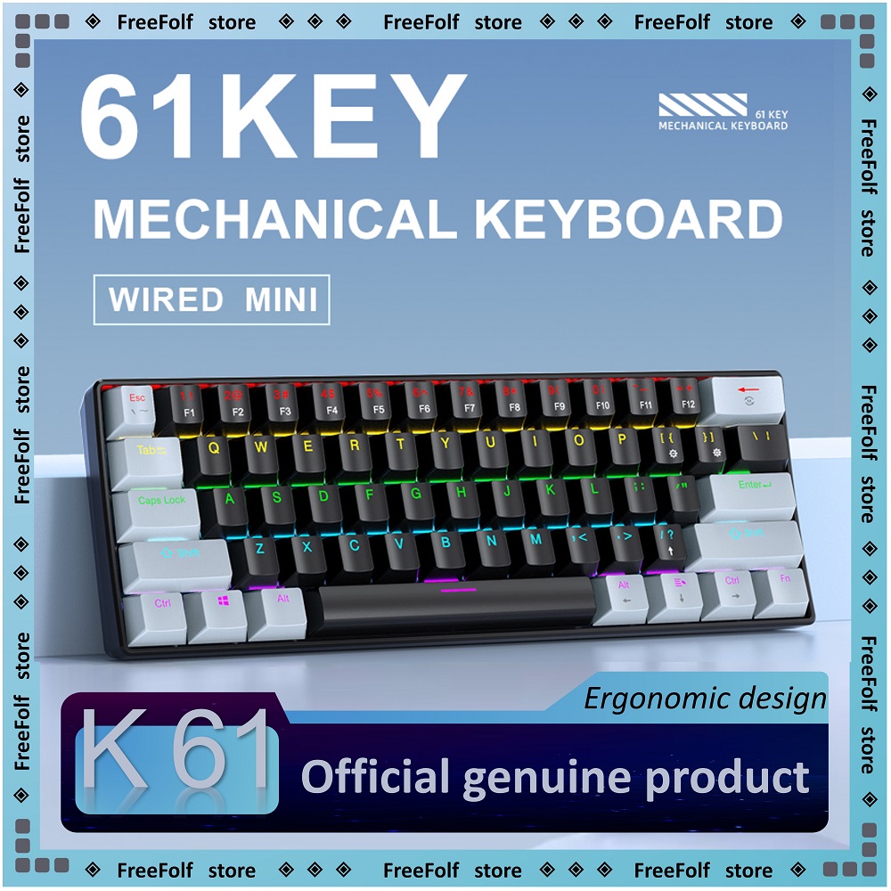 Keyboard Gaming Blue Switch - APAYADO K61 Mini 60% คีย์บอร์ดเกม 61