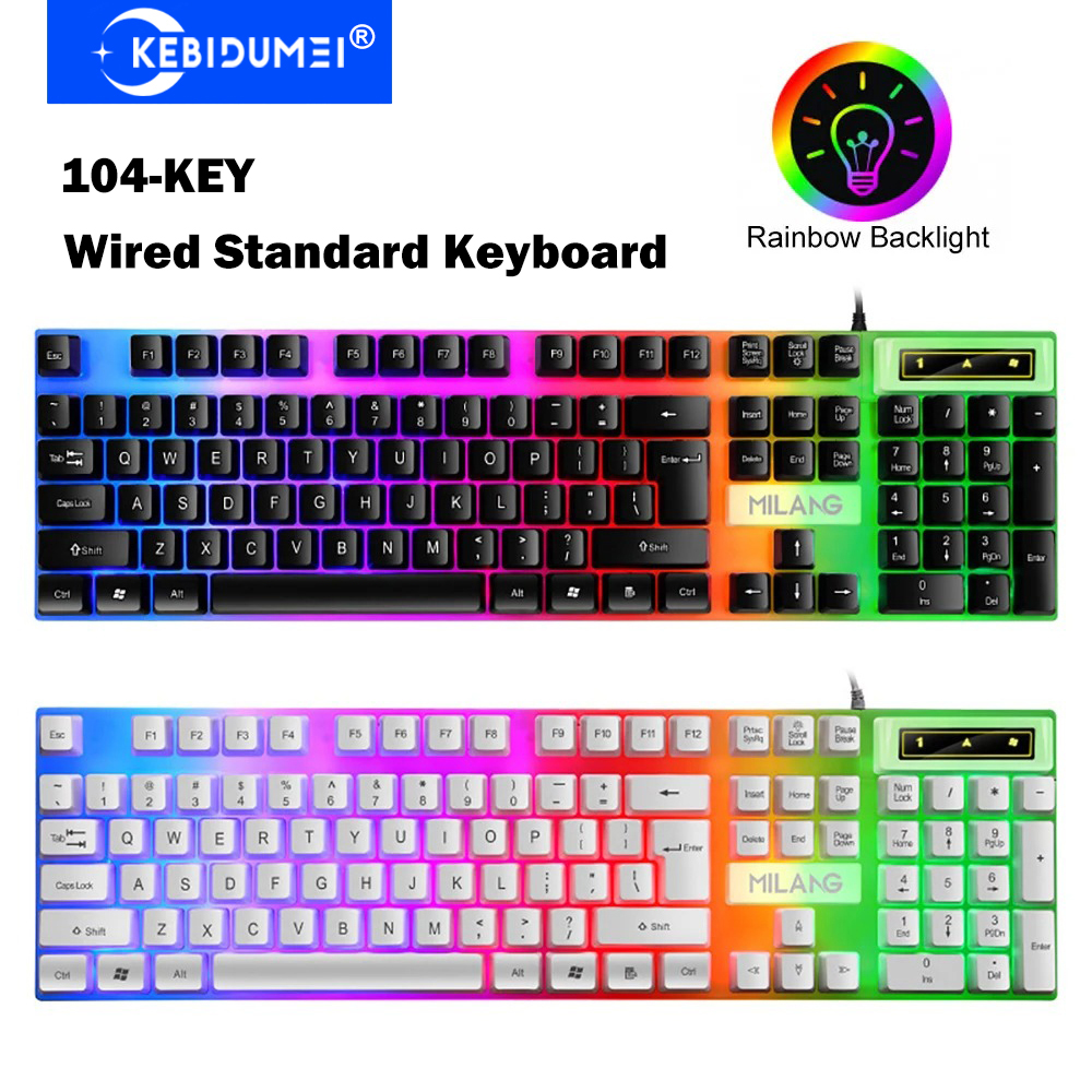 Gaming Keyboard Budget - KEBIDUMEI คีย์บอร์ดแบบมีสาย USB RGB แบ็คไลท์คีย์บอร์ดสำหรับเล่นเกม 104