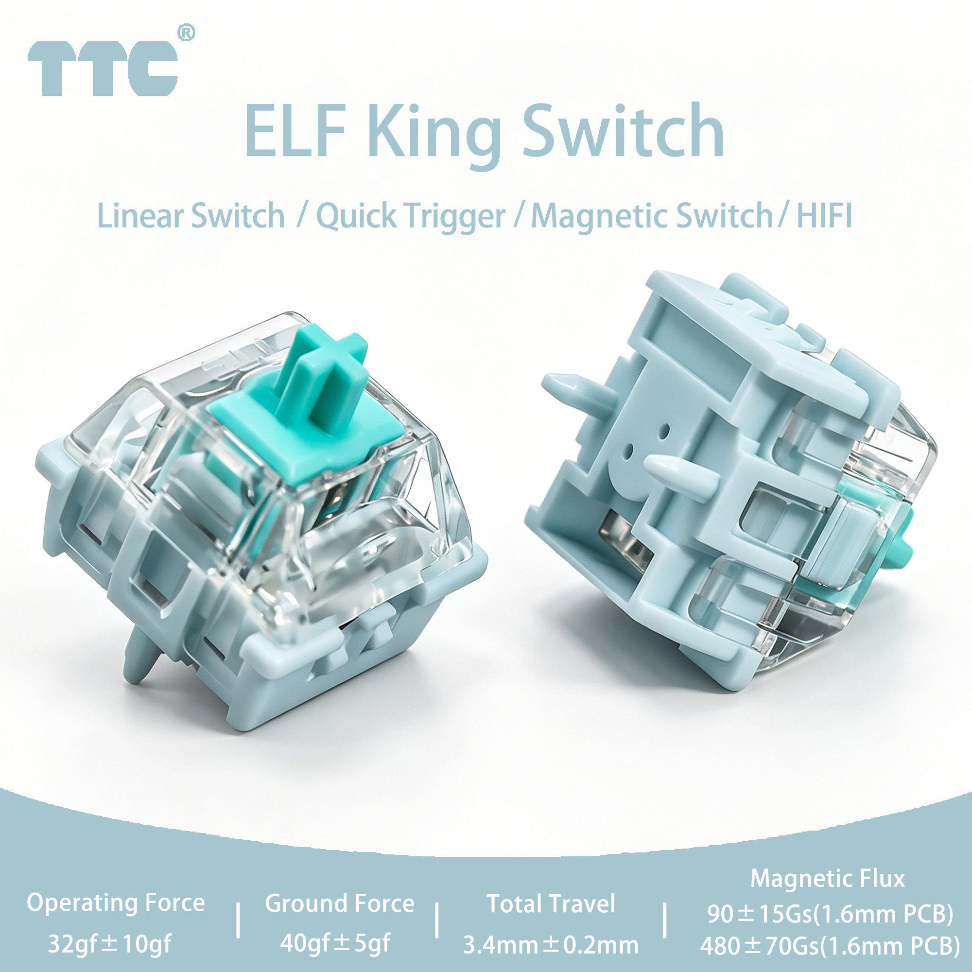 Gaming Keyboard Ergo - สวิตช์แม่เหล็ก TTC ELF King 32gf Linear