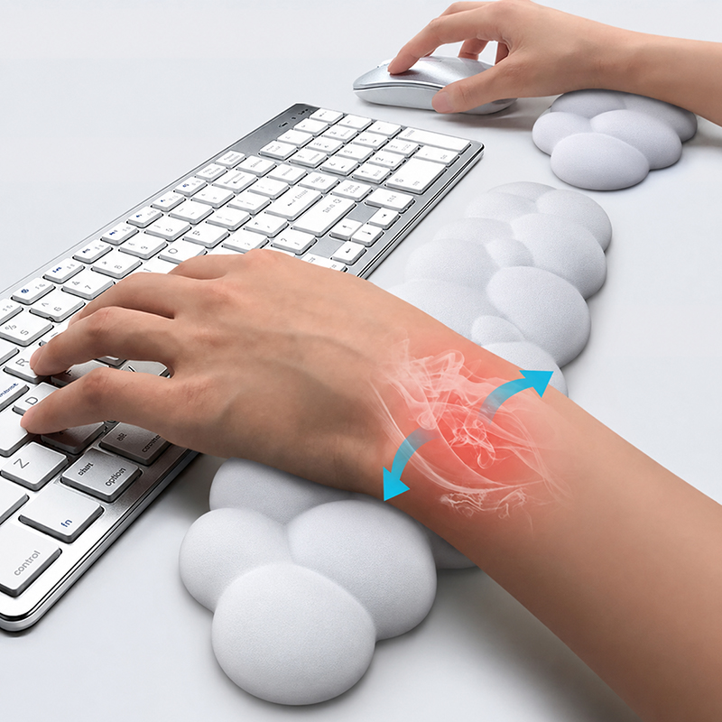 Keyboard Mouse Bundle Gaming - แผ่นรองเมาส์พร้อมที่วางข้อมือ คีย์บอร์ดคลาวด์ แผ่นรองเมาส์กันลื่นสำหรับสำนักงานและเกมเมอร์ ที่วางข้อมือเมาส์ แผ่นรองเมาส์และคีย์บอร์ดตามหลักสรีรศาสตร์ ที่วางข้อมือ