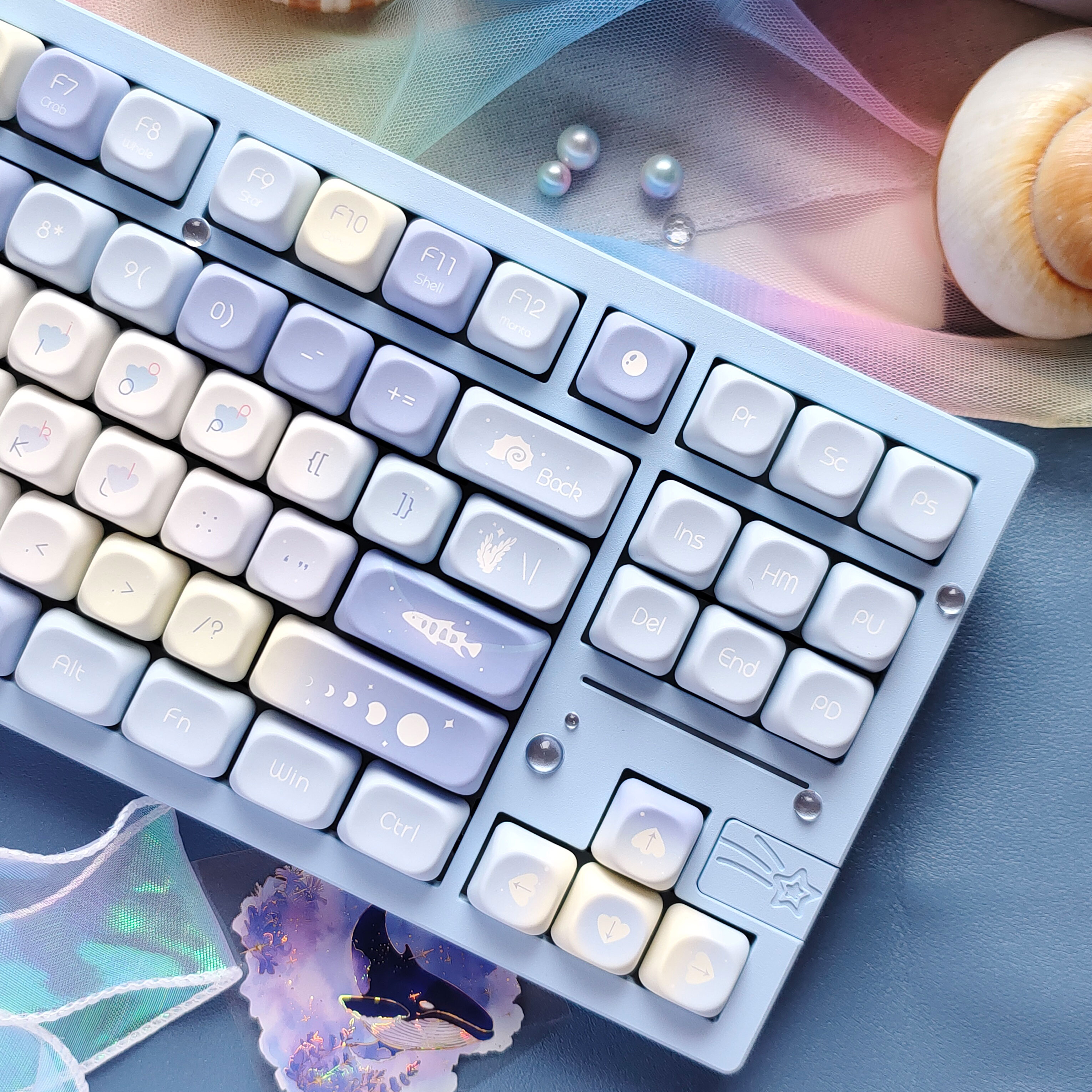 Keyboard Gaming Blue Switch - ห้าด้าน Dye Sublimation Keycaps 130 คีย์