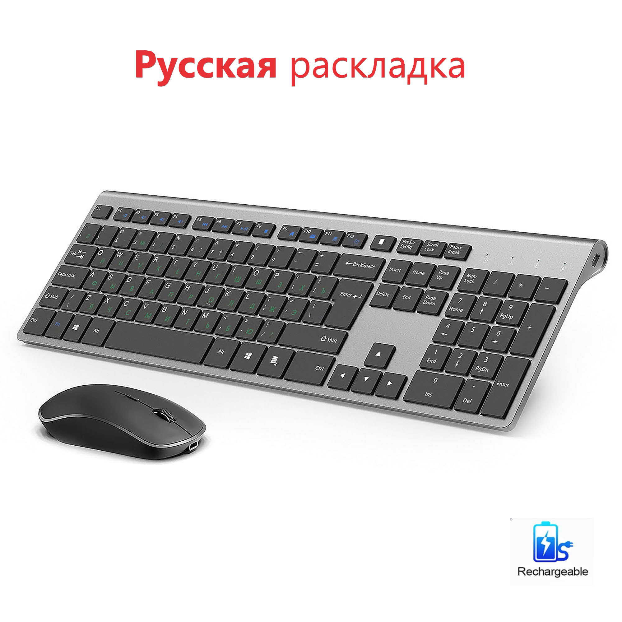 Gaming Keyboard Mouse Wireless - 2.4G ไร้สายแป้นพิมพ์และเมาส์ชุดขนาดเต็มรัสเซียเค้าโครง USB Mute เมาส์สำหรับแล็ปท็อป Mac