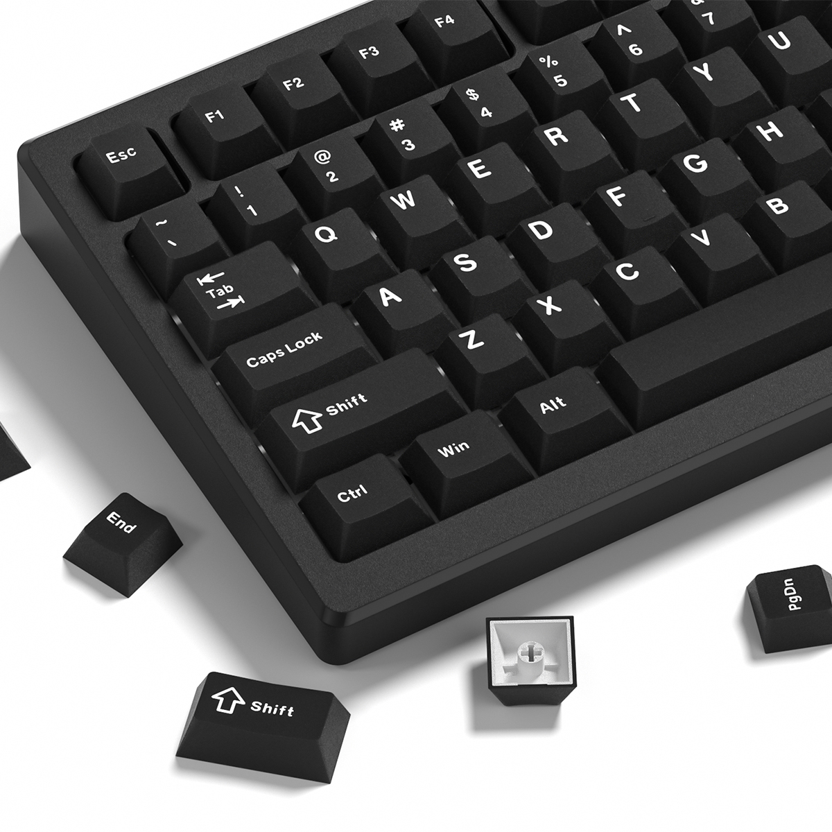 Keyboard Gaming Black - คีย์แคป PBT สีดำสไตล์เรโทร ปี 2026 รุ่นใหม่