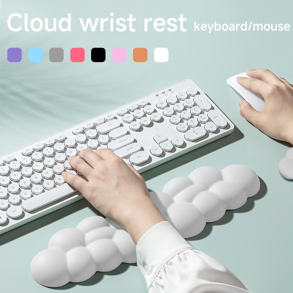 Keyboard Mouse Bundle Gaming - แผ่นรองเมาส์พร้อมที่รองข้อมือคีย์บอร์ดระบบคลาวด์ป้องกันการลื่นสำหรับนักเล่นเกมสำนักงานวางเมาส์ที่รองข้อมือคีย์บอร์ดออกแบบตามหลักสรีรศาสตร์ที่วางที่รองเม้าส์ข้อมือ