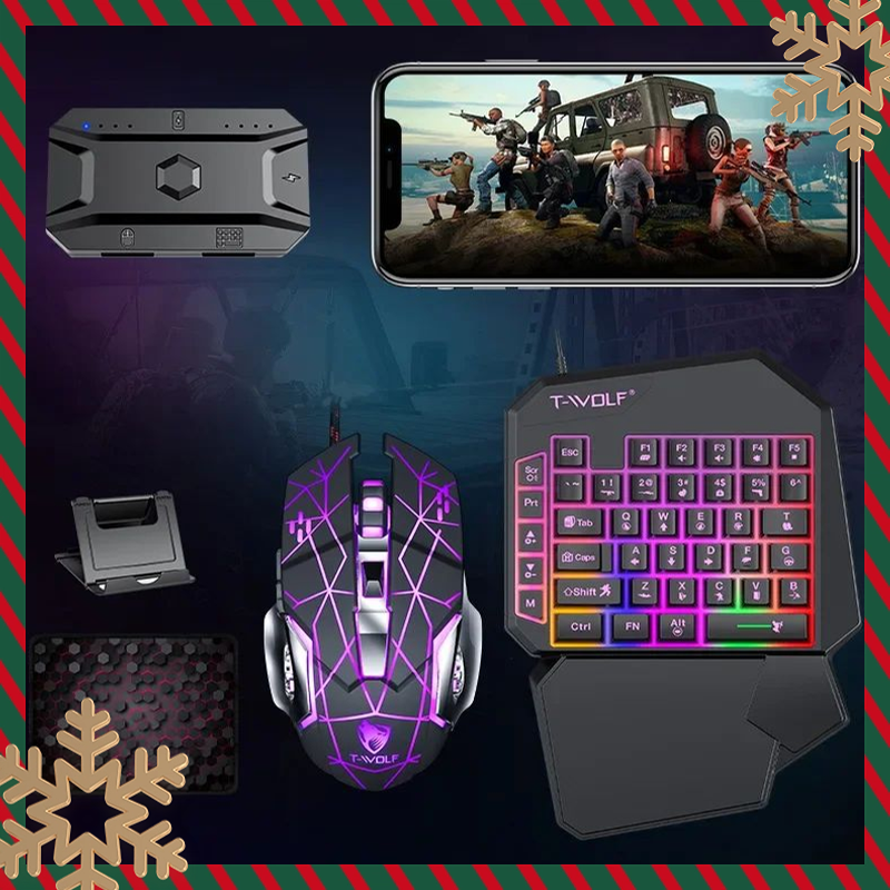 Gaming Keyboard 1 Hand - ชุด Mobilador Gamer ชุดคีย์บอร์ดเมาส์เกมมือถือ Converter 3