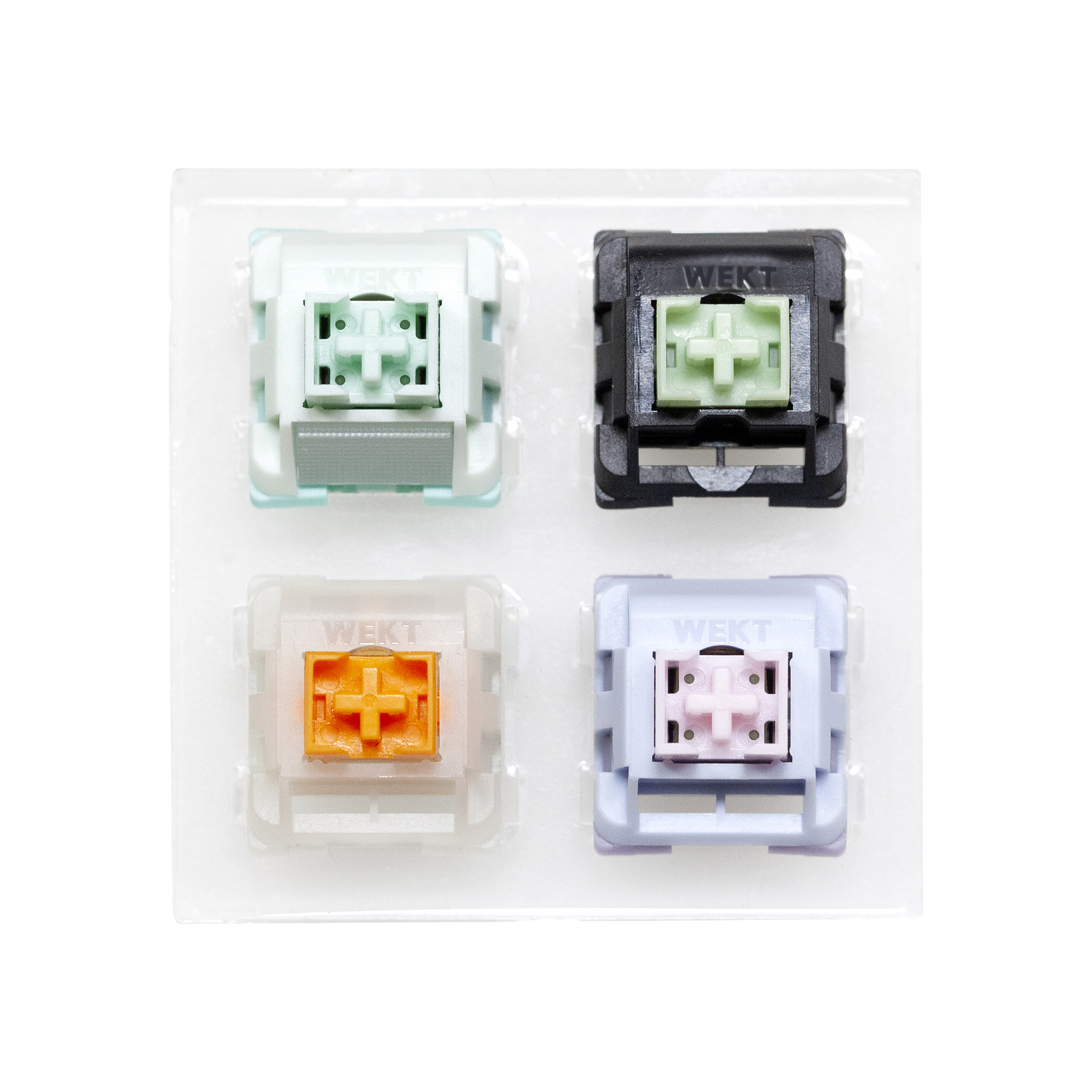 Mechanical Switch Tester - WEKT 4 สวิตช์ทดสอบแบบสวิตช์ที่มีปุ่มกดเปล่าพร้อมฐานอะคริลิกสำหรับคีย์บอร์ดแบบกลไก NAFU Wasabi Cream