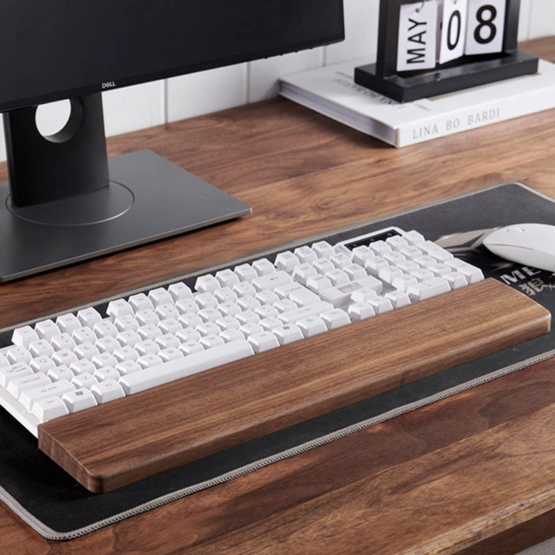 Wrist Rest Wood - ตัวยึดแป้นพิมพ์ไม้วอลนัทสีดำสีดำตัวยึดแป้นพิมพ์เชิงกลที่ยึดด้วยมือทำจากไม้
