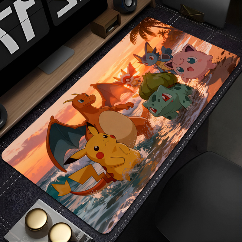 Gaming Keyboard Esports - แผ่นรองเมาส์ล็อคเอดจ์ขนาดใหญ่อุปกรณ์เสริมสำหรับเล่นเกมผู้เล่นอีสปอร์ตคอมพิวเตอร์เกมเมอร์คีย์บอร์ดแผ่นรองเมาส์โต๊ะพี-โปเกมอนแผ่นรองเมาส์สำหรับเป็นของขวัญ