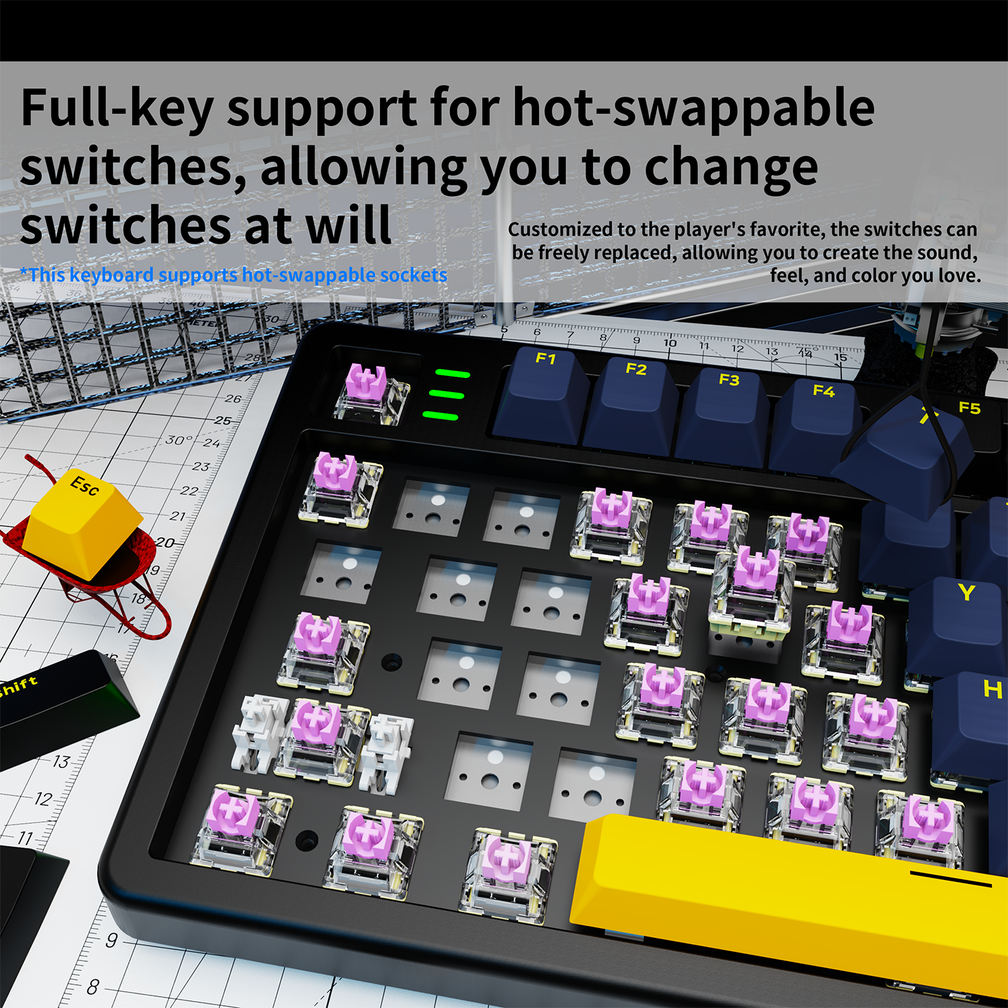 Keyboard Gaming Blue Switch - LDON LX106 คีย์บอร์ดไร้สาย 106-Key Hot-Swap RGB