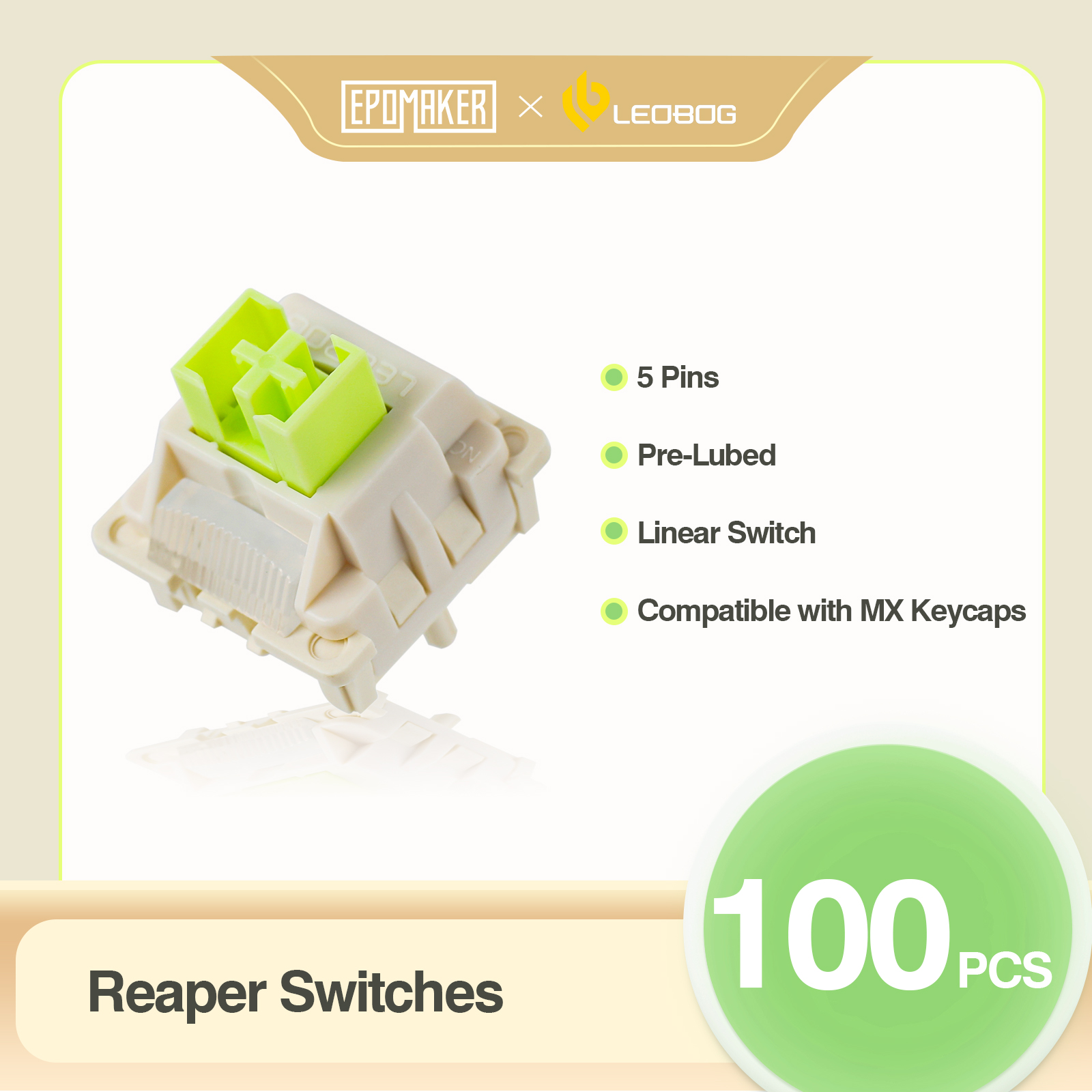 Gaming Keyboard Mechanical Wireless - สวิตช์เชิงเส้น EPOMAKER X LEOBOG Reaper 5-Pin