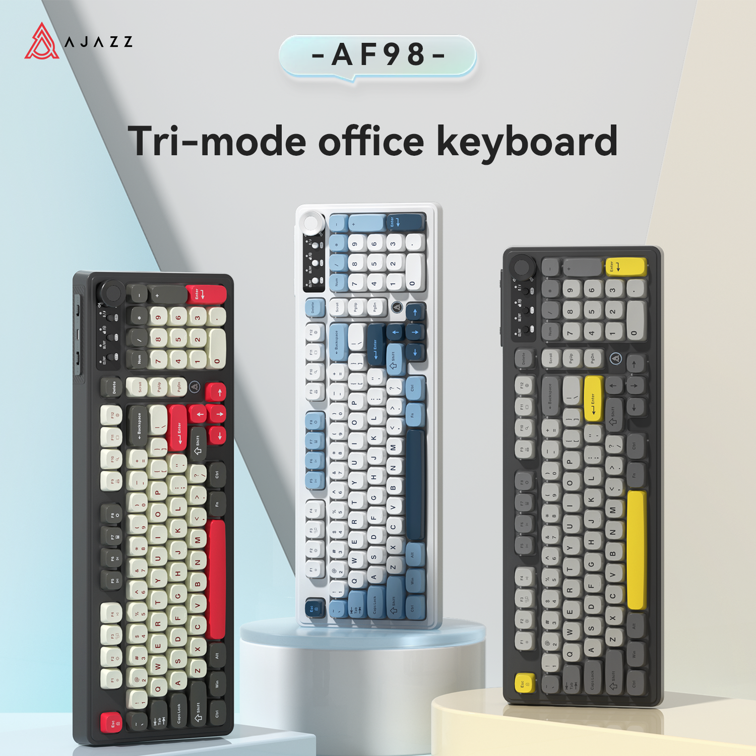 Gaming Keyboard Blue Switches - AJAZZ AF98 คีย์บอร์ดแบบมีสาย/ไร้สาย Mechanical Feel Office