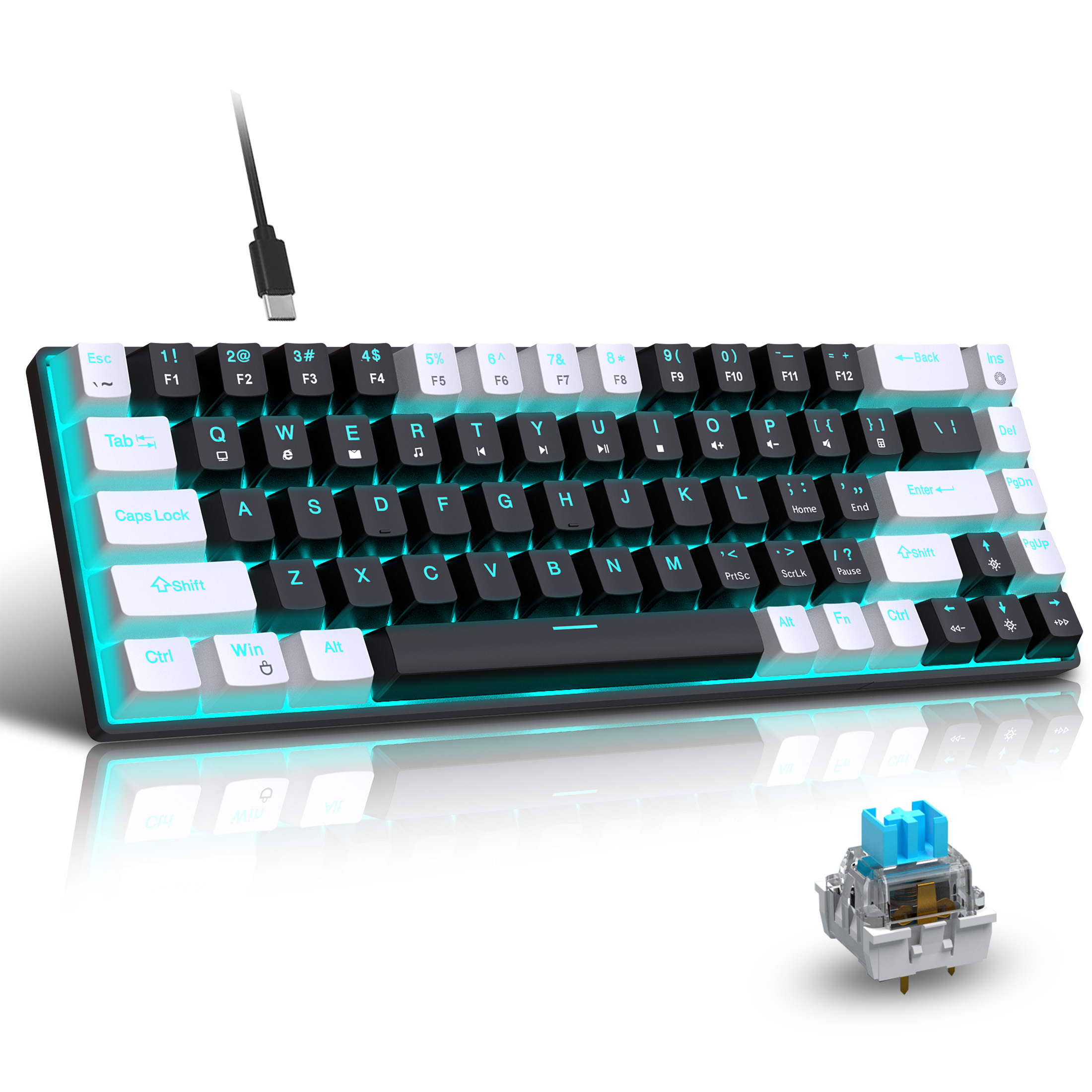 Keyboard Gaming Blue Switch - ขายร้อน HXSJ V800 68 คีย์คีย์บอร์ดแบบมีสาย Hot