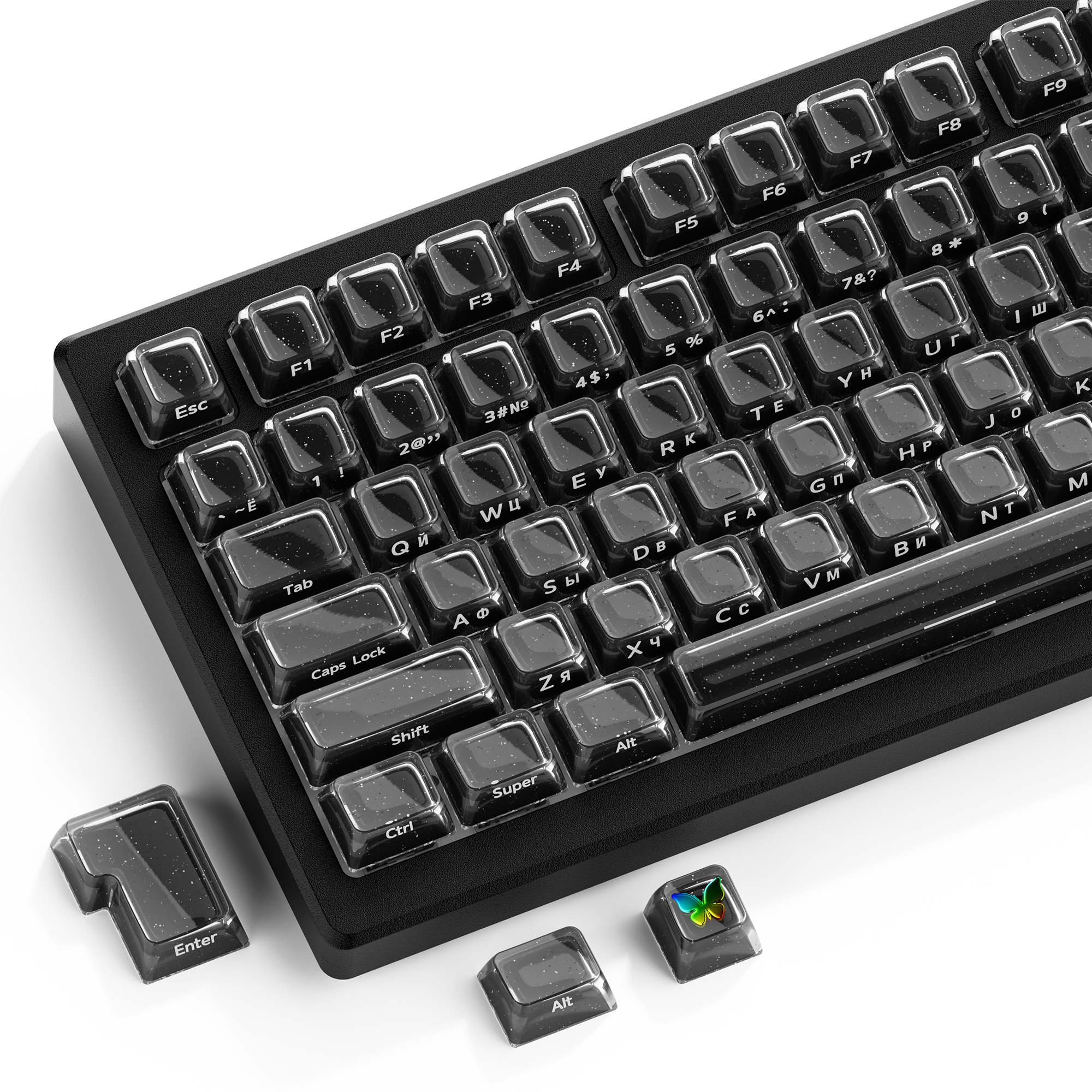 คีย์แคปรัสเซียคริสตัลสีดำแบบโป - Keyboard Gaming Black บทวิจารณ์และราคา