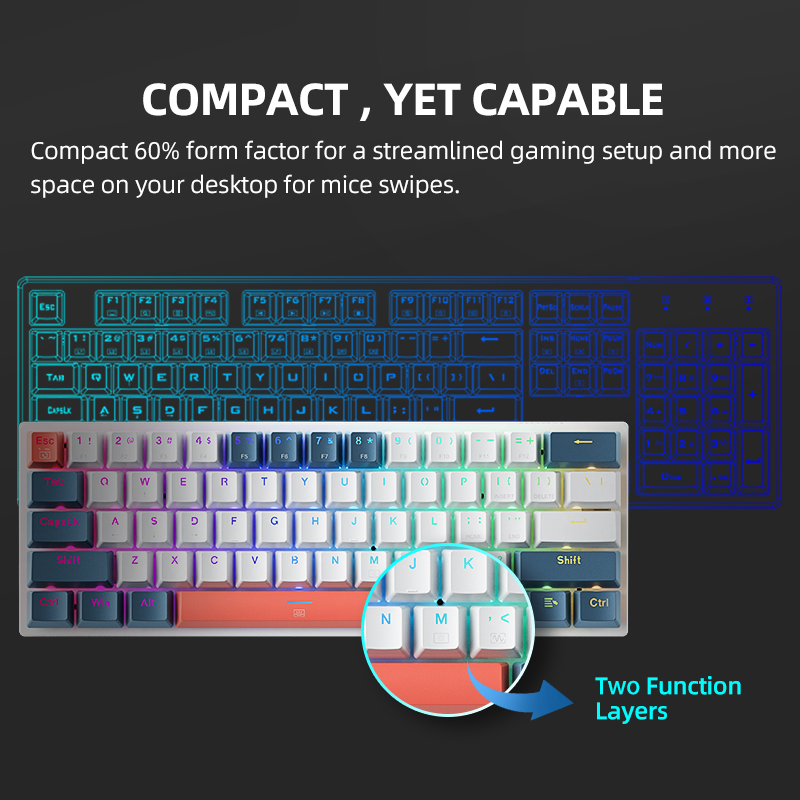 คีย์บอร์ดกลไกขนาดเล็ก Machenik - Gaming Keyboard Blue Switches บทวิจารณ์และราคา