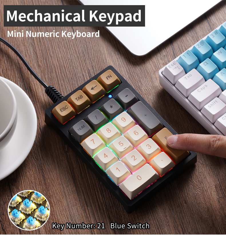 T21 แป้นพิมพ์ตัวเลขขนาดเล็ก RG - Keyboard Gaming Blue Switch บทวิจารณ์และราคา