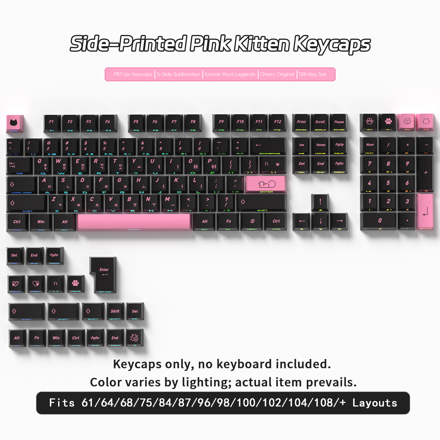 คีย์แคปเกาหลีลายแมวสีดำชมพู พิ - Keyboard Gaming Black บทวิจารณ์และราคา