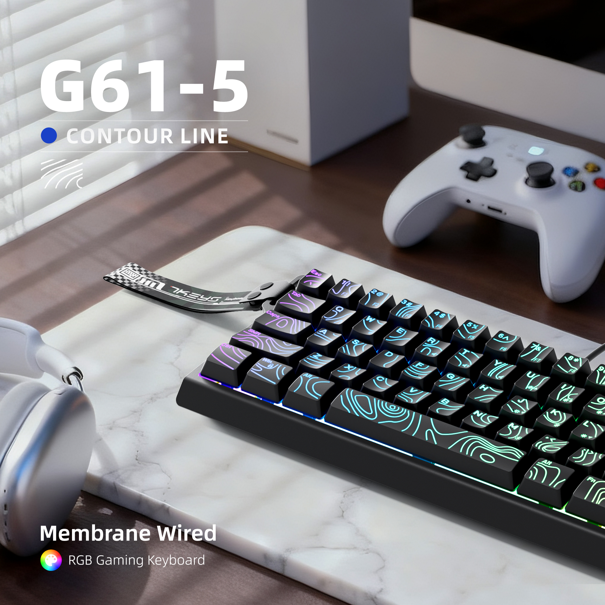 คีย์บอร์ดเกมแบบมีสาย 60%, ไฟแบ - Gaming Keyboard 1 Hand บทวิจารณ์และราคา