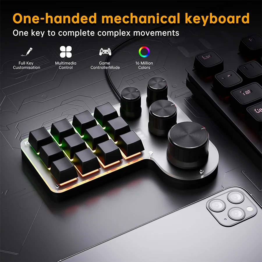 3 โหมด 12 คีย์คีย์บอร์ด 4 ปุ่ม - Gaming Keyboard 1 Hand บทวิจารณ์และราคา