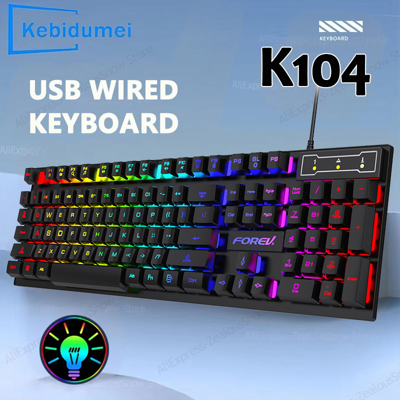 คีย์บอร์ดเกมมิ่งแบบมีสาย 104 ป - Gaming Keyboard Budget บทวิจารณ์และราคา