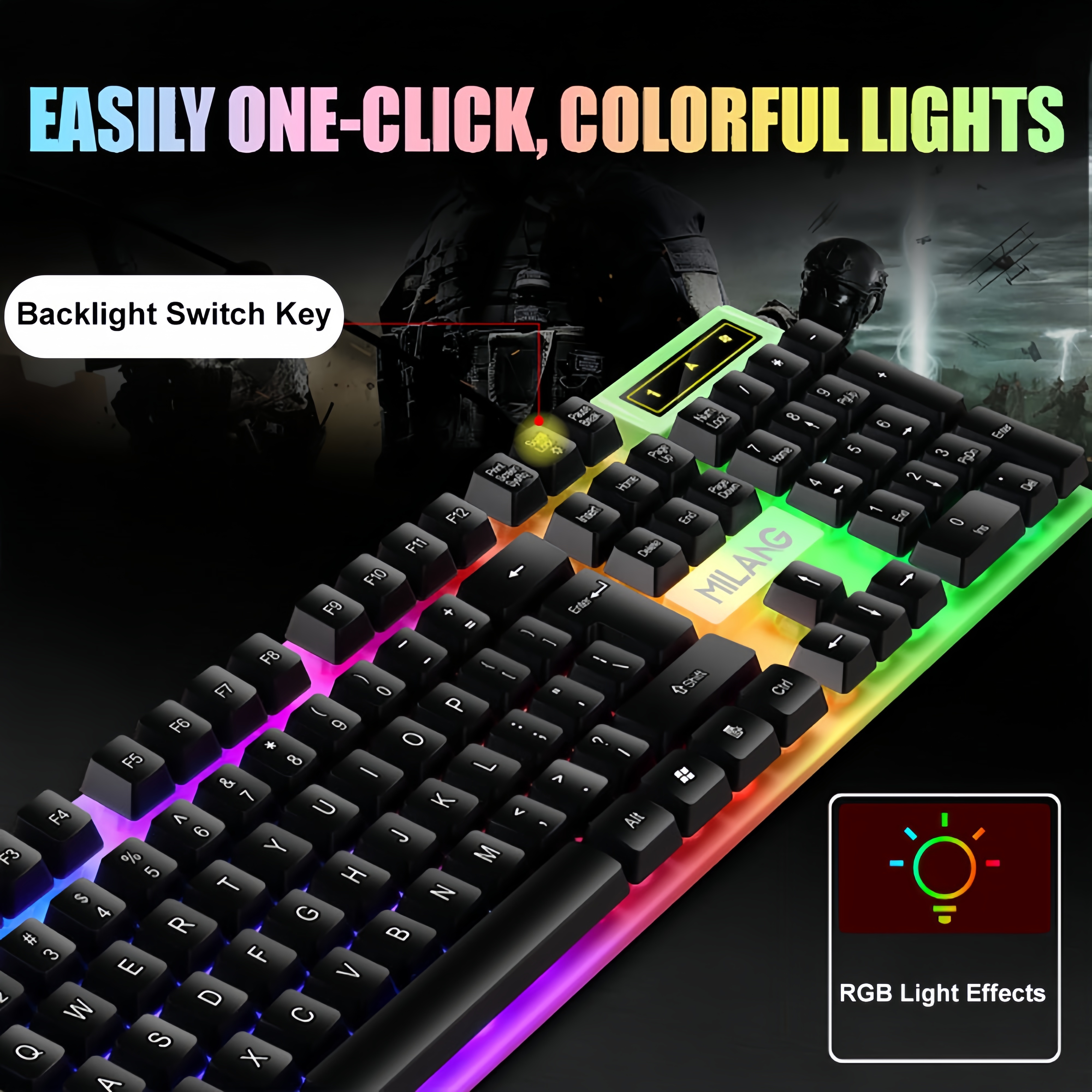 KEBIDUMEI คีย์บอร์ดแบบมีสาย US - Gaming Keyboard Budget บทวิจารณ์และราคา