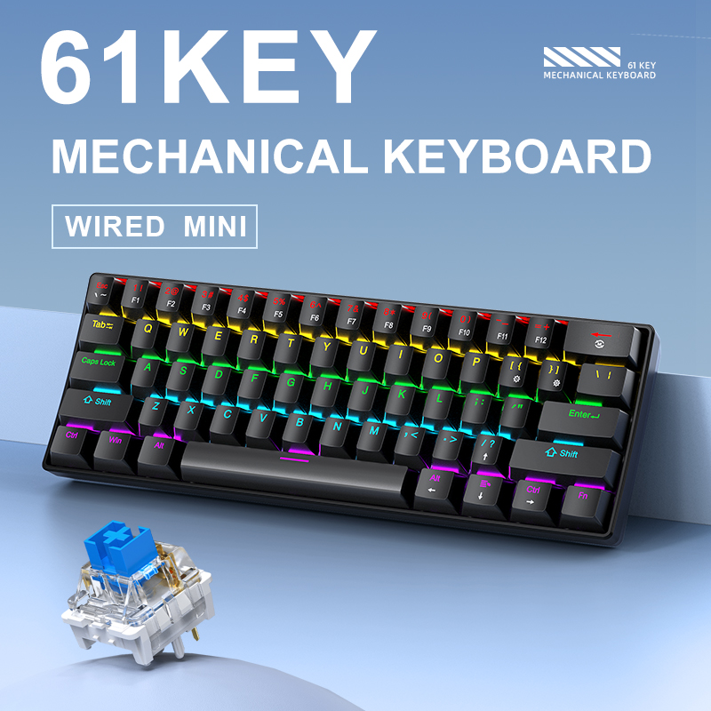 คีย์บอร์ดเกมมิ่งแบบมีสาย K61,  - Keyboard Gaming Blue Switch บทวิจารณ์และราคา