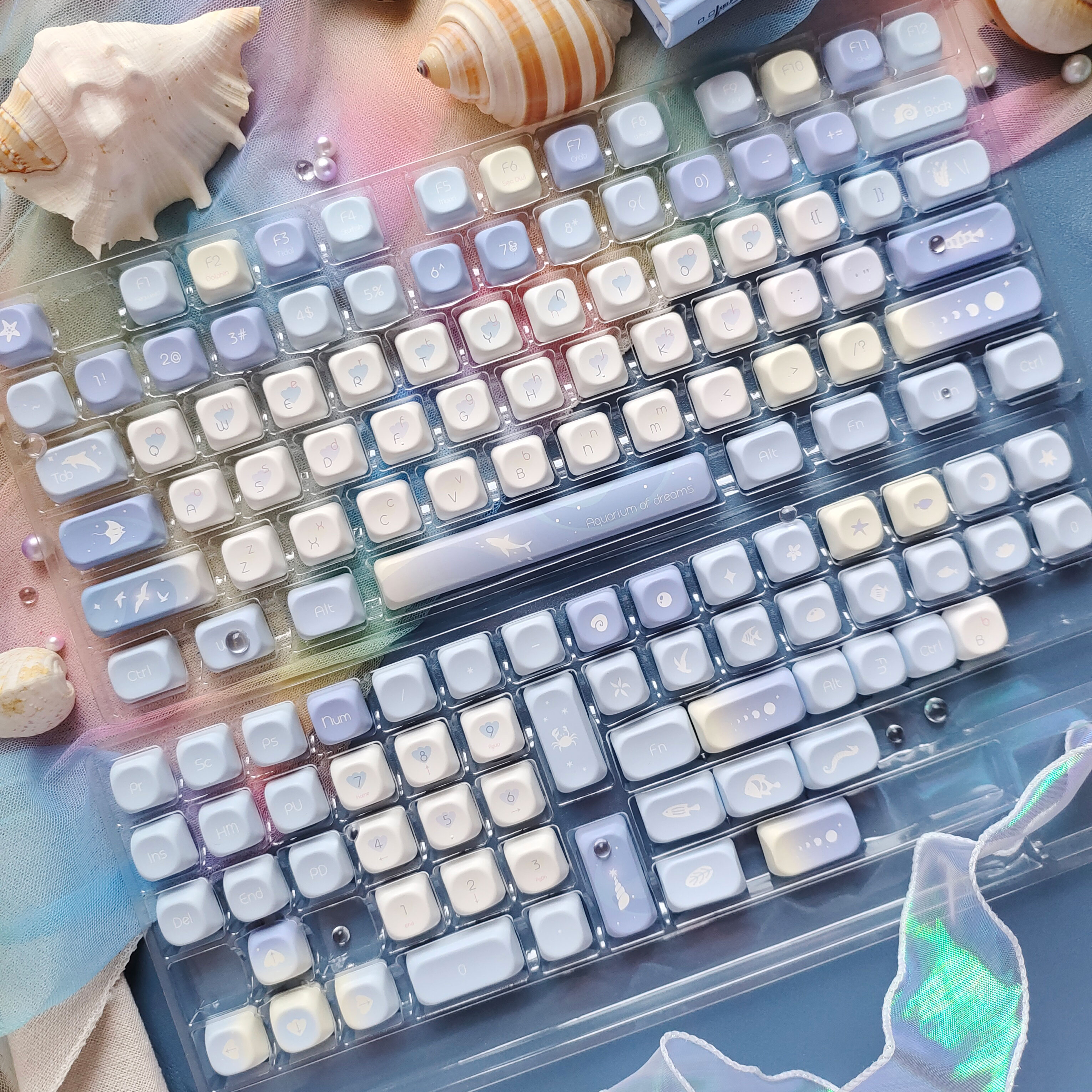 ห้าด้าน Dye Sublimation Keycap - Keyboard Gaming Blue Switch บทวิจารณ์และราคา