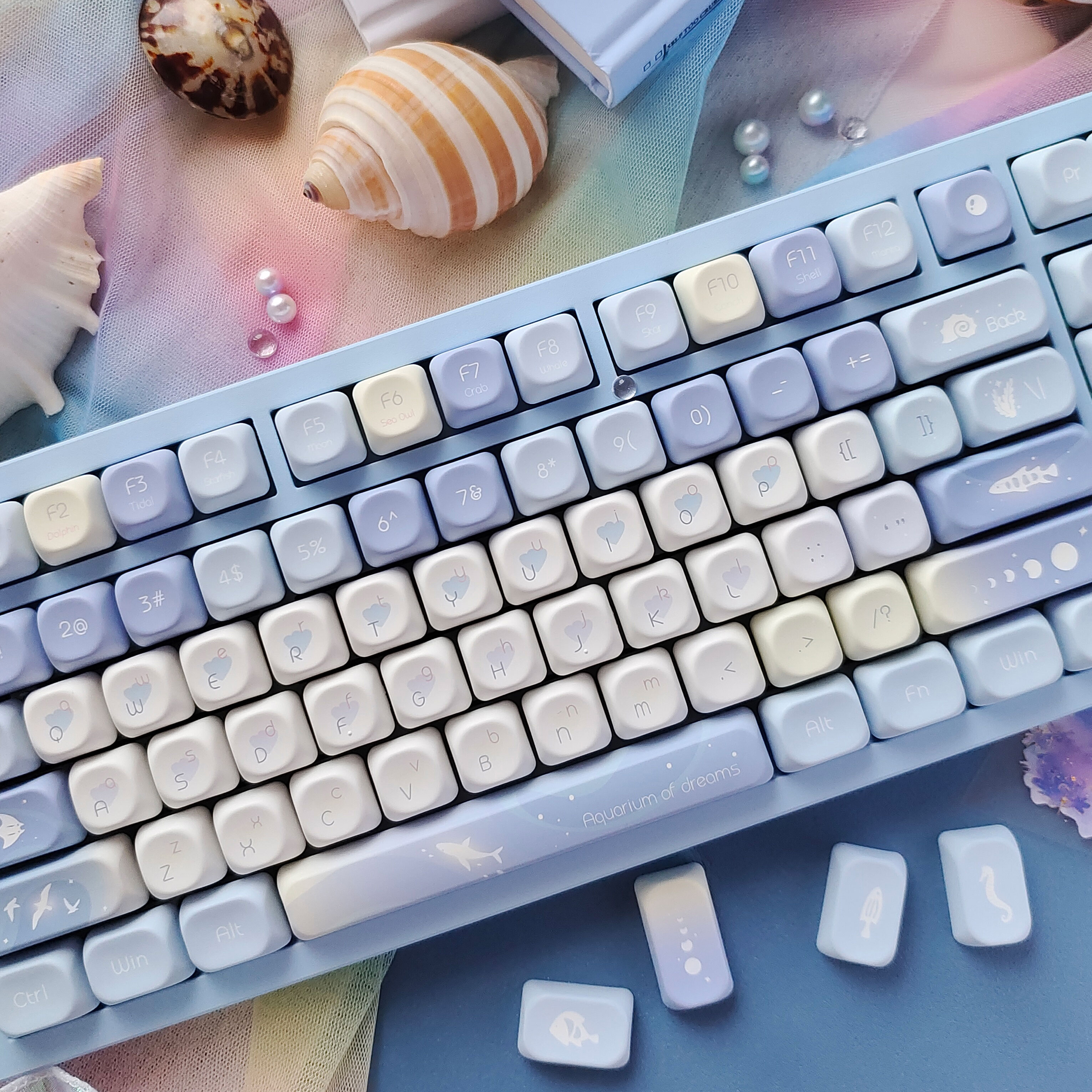 ห้าด้าน Dye Sublimation Keycap - Keyboard Gaming Blue Switch บทวิจารณ์และราคา