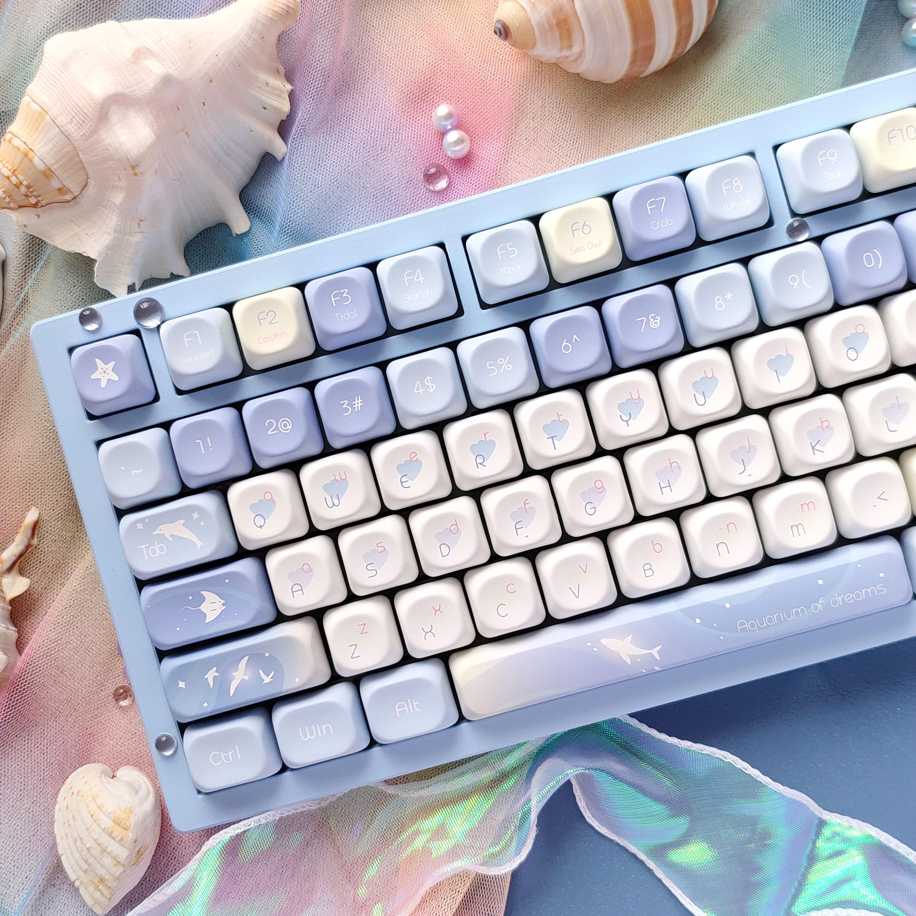 ห้าด้าน Dye Sublimation Keycap - Keyboard Gaming Blue Switch บทวิจารณ์และราคา
