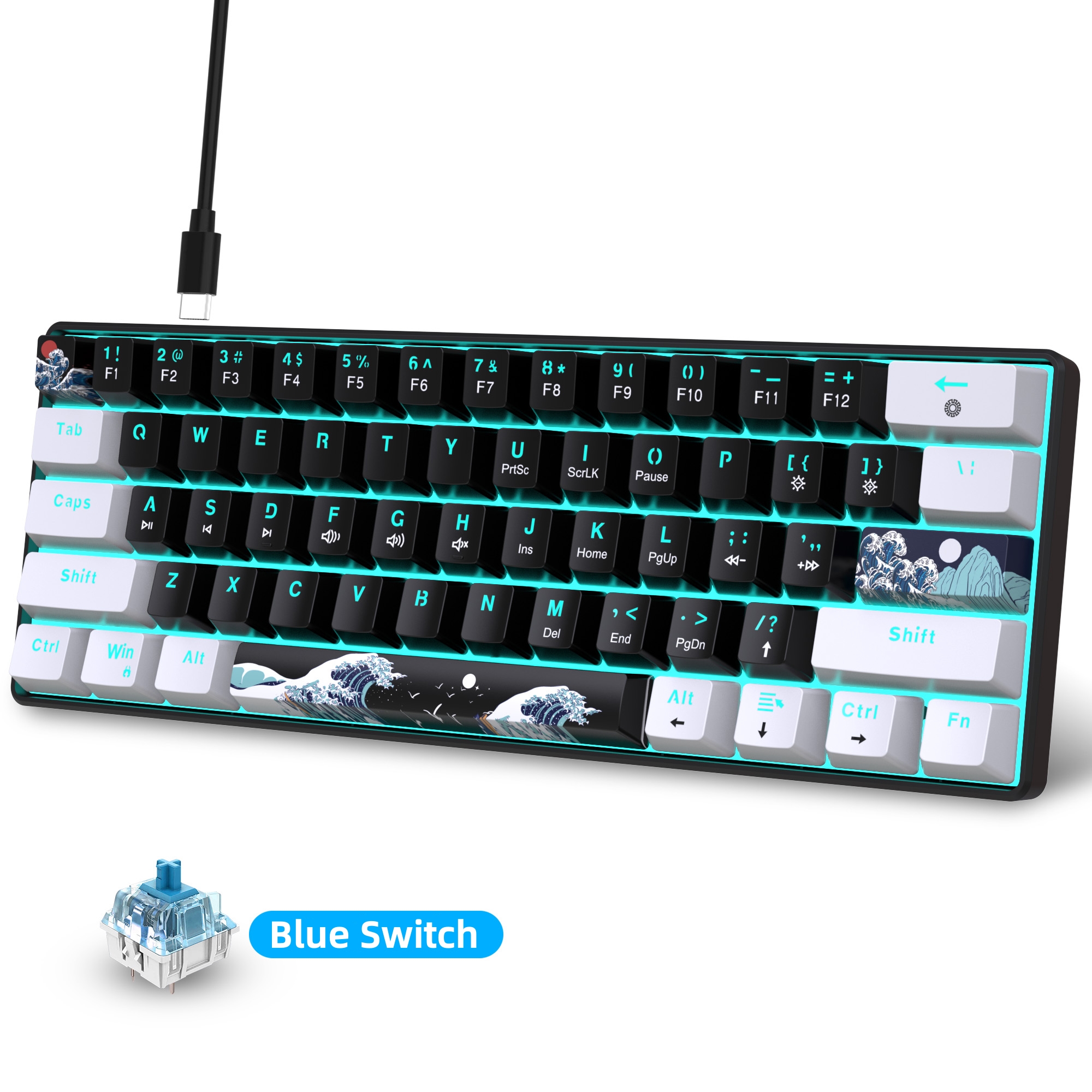 คีย์บอร์ดเชิงกล 60% คีย์บอร์ดเ - Keyboard Gaming Blue Switch บทวิจารณ์และราคา