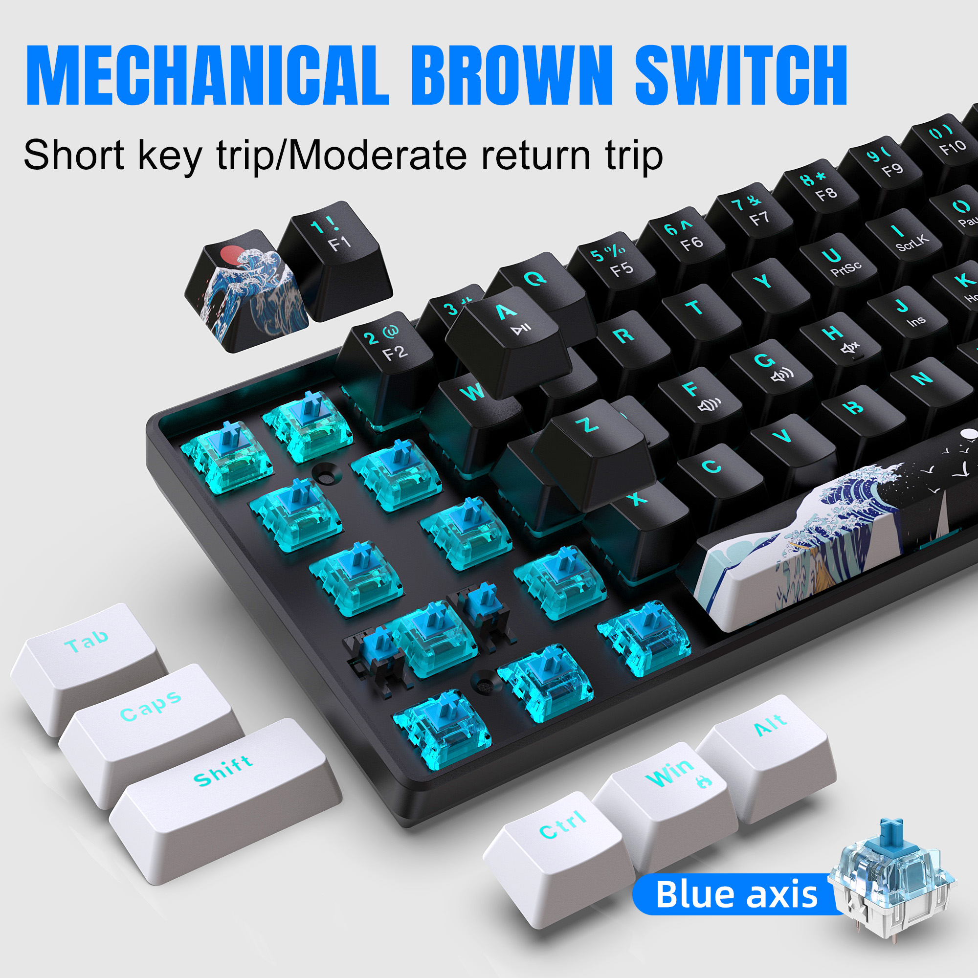 คีย์บอร์ดเชิงกล 60% คีย์บอร์ดเ - Keyboard Gaming Blue Switch บทวิจารณ์และราคา